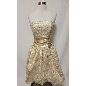 Gunne Sax Gold Lace Prom Dress